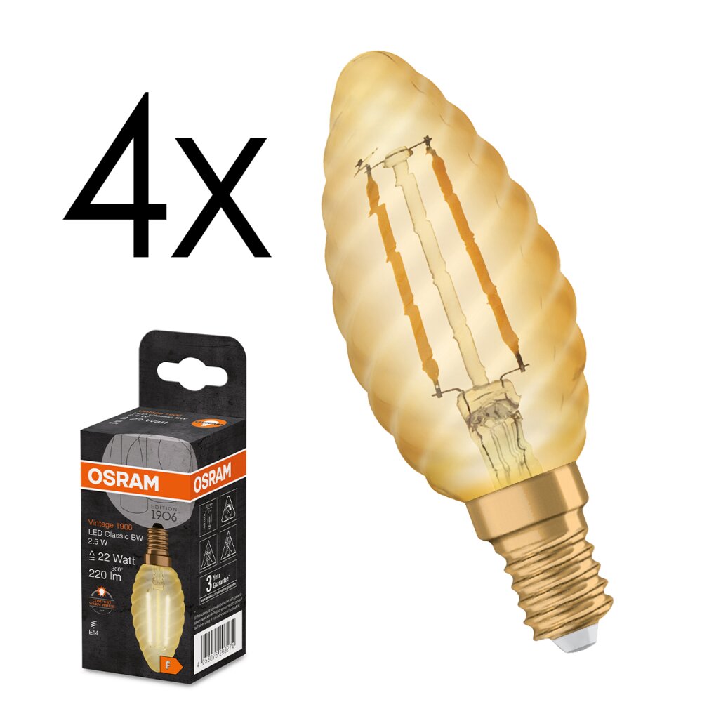 LED E14 4er Set 2,5 Watt 2400 Kelvin 220 Lumen main product photo