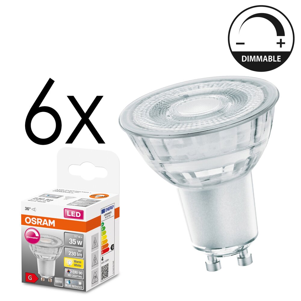 LED GU10 6er Set 3,7 Watt 2700 Kelvin 230 Lumen main product photo