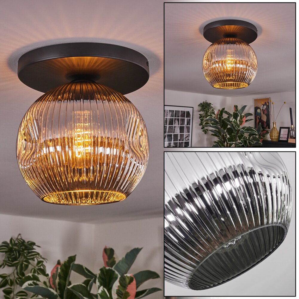 Ripoll Deckenleuchte Glas 25 cm Chrom, Rauchfarben, 1-flammig main product photo