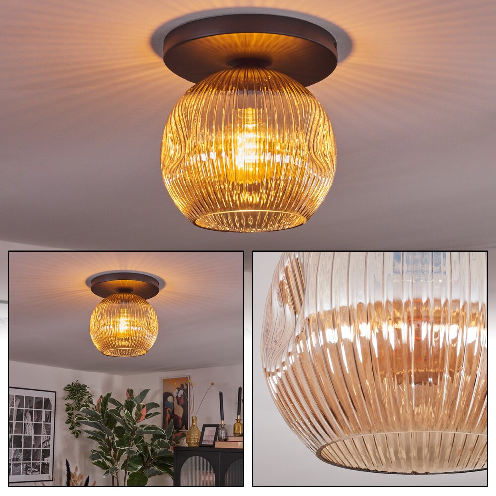 Ripoll Deckenleuchte Glas 25 cm Bernsteinfarben, 1-flammig main product photo