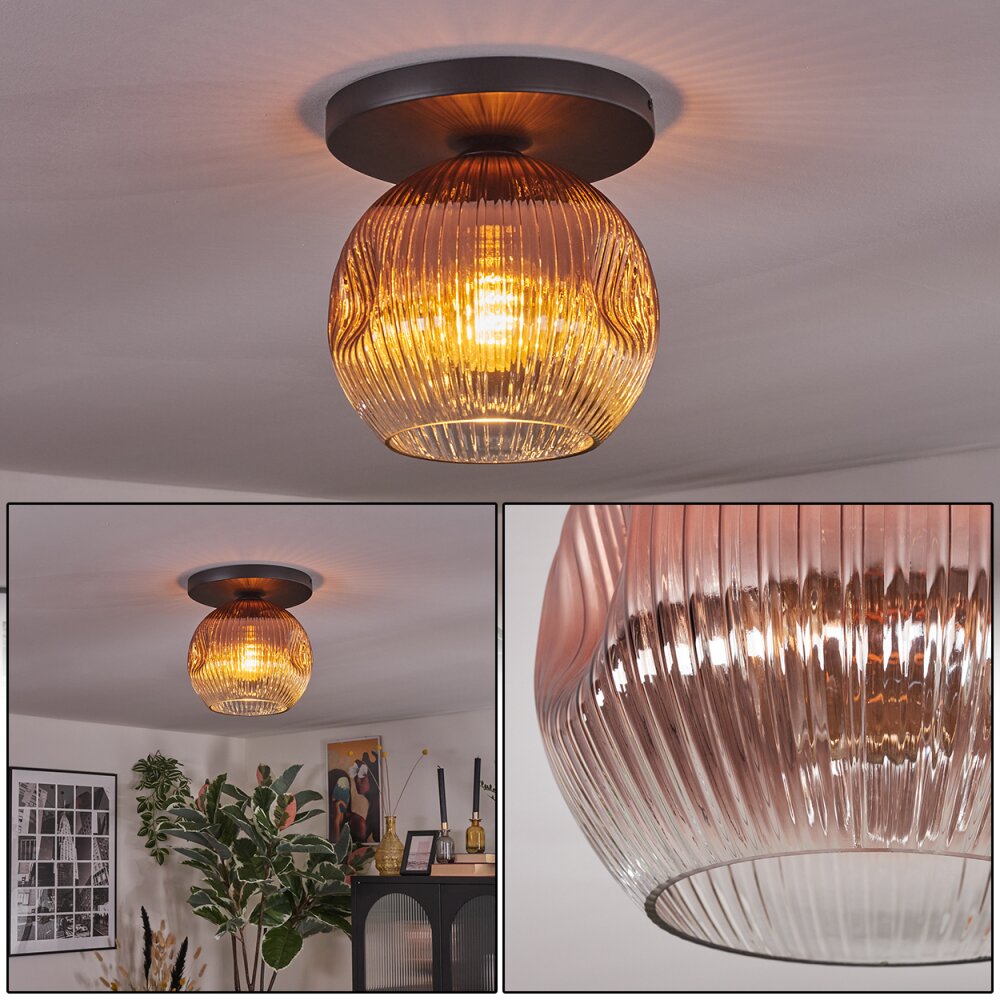 Ripoll Deckenleuchte Glas 25 cm Klar, Kupferfarben, 1-flammig main product photo