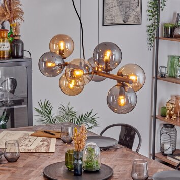 Gastor Pendelleuchte Glas 15 cm Bernsteinfarben, Rauchfarben, 8-flammig