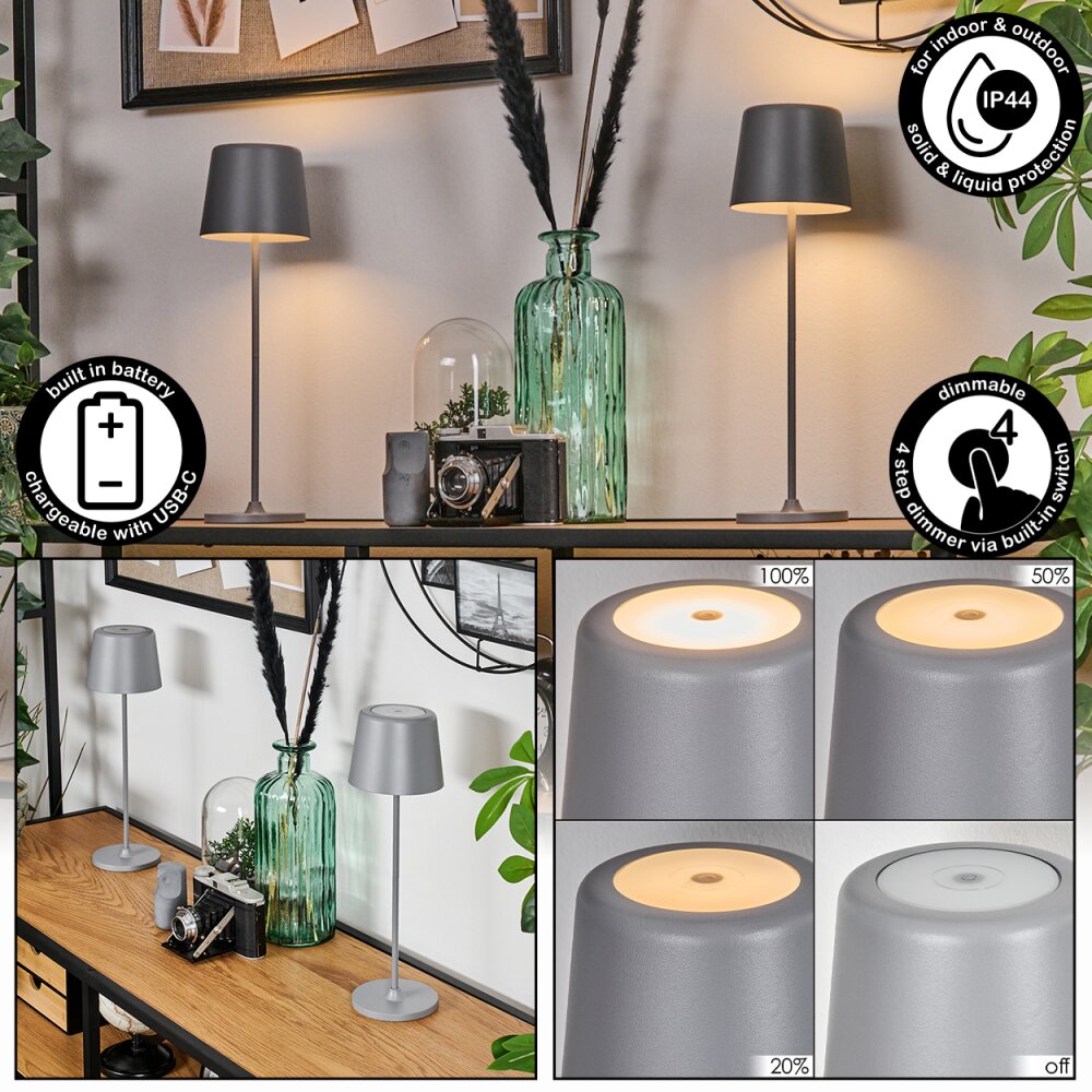 Belece Tischleuchte 2-er Set LED Grau, 1-flammig main product photo