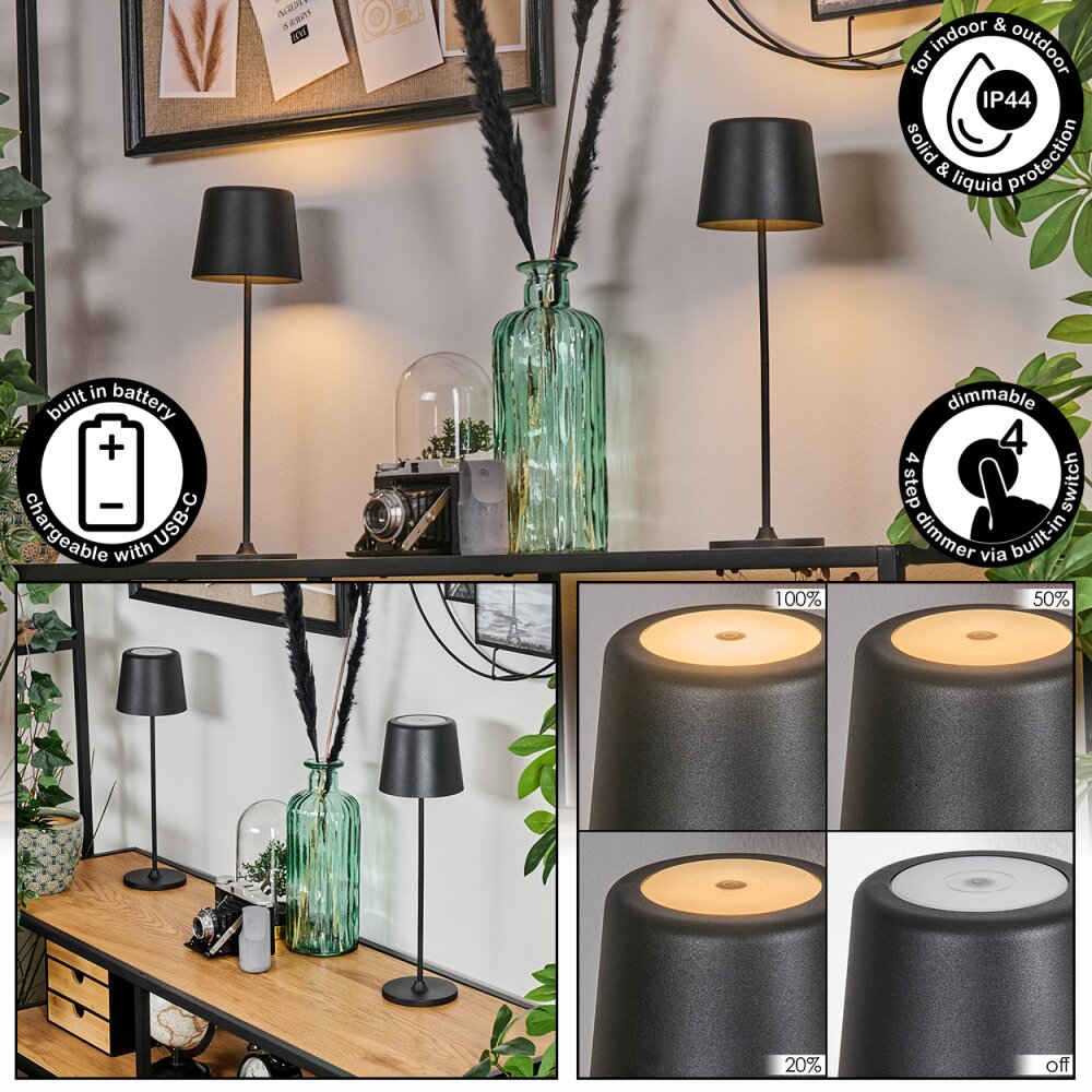 Belece Tischleuchte 2-er Set LED Schwarz, 1-flammig main product photo