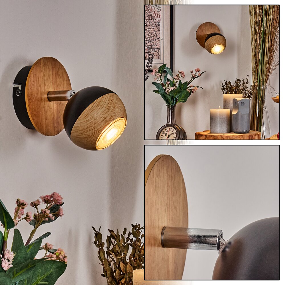 Haldor Wandleuchte Braun, Chrom, Schwarz, 1-flammig main product photo