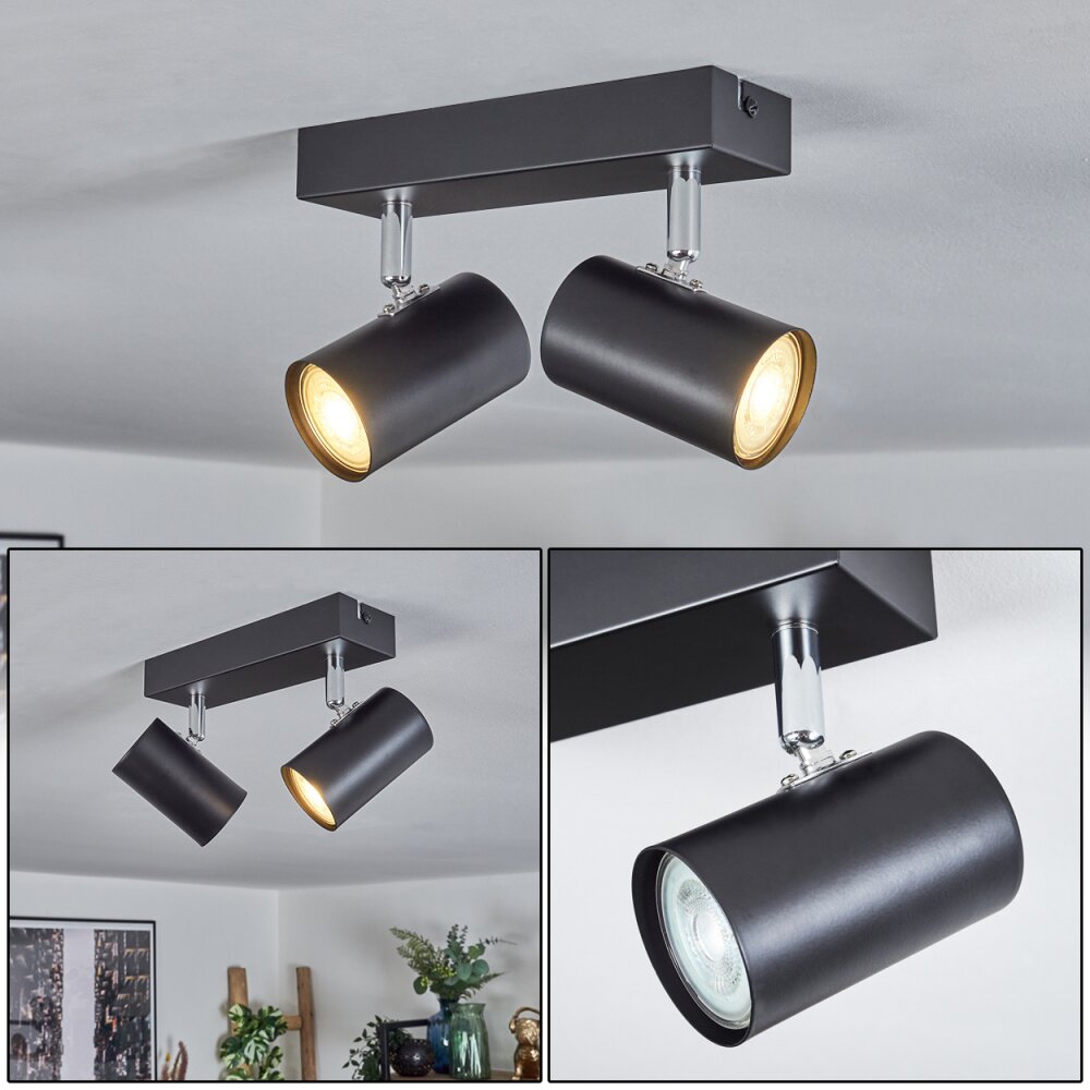 Gesteira Deckenleuchte Chrom, Schwarz, 2-flammig main product photo