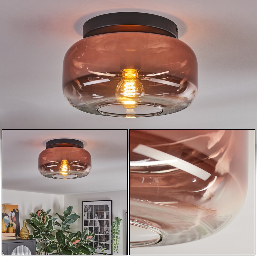 Boza Deckenleuchte Glas 28 cm Klar, Kupferfarben, 1-flammig main product photo