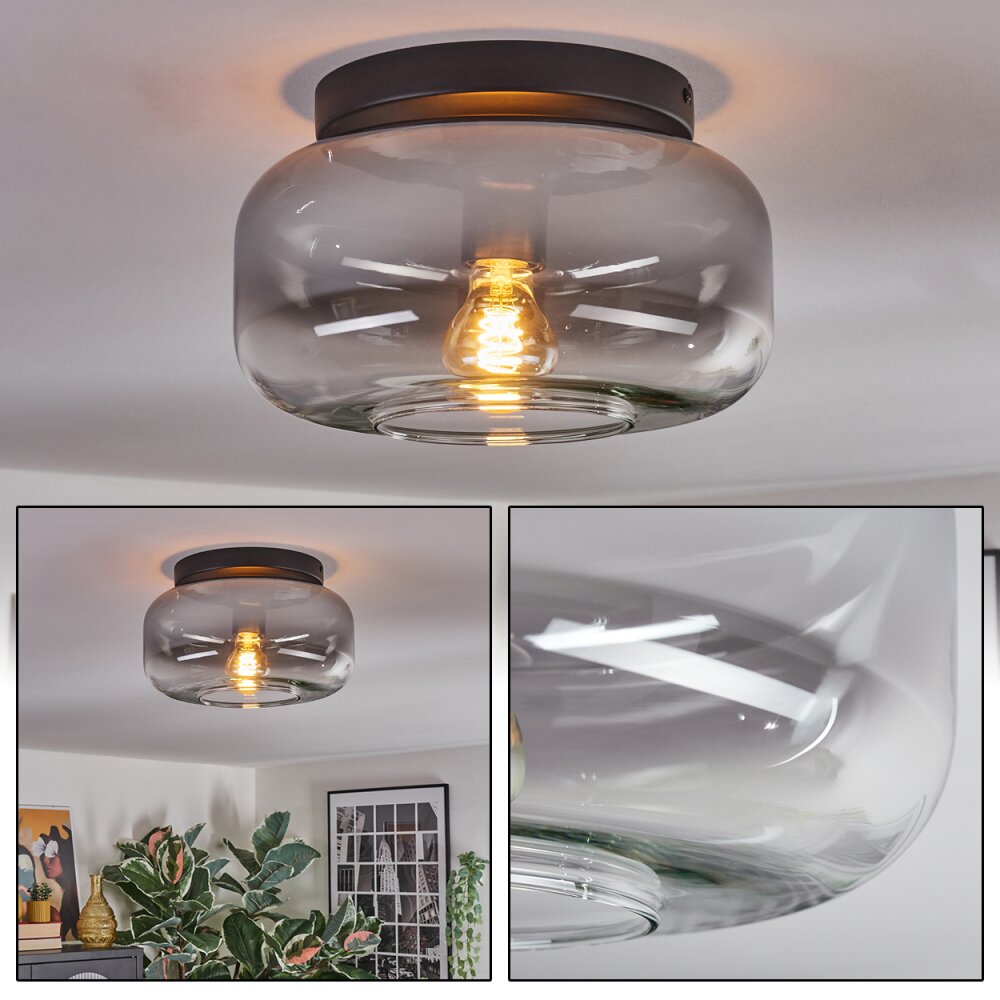 Boza Deckenleuchte Glas 28 cm Klar, Rauchfarben, 1-flammig main product photo
