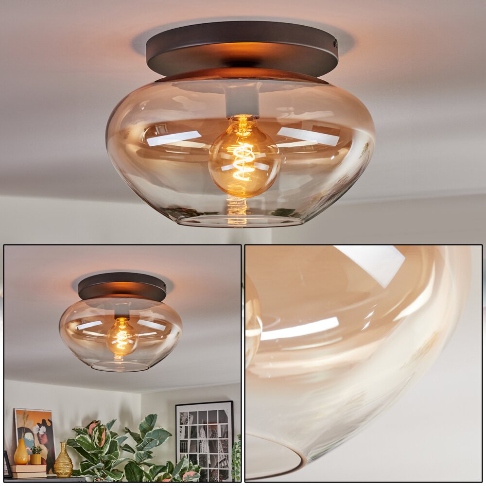 Mertola Deckenleuchte Glas 35 cm Bernsteinfarben, Klar, 1-flammig main product photo