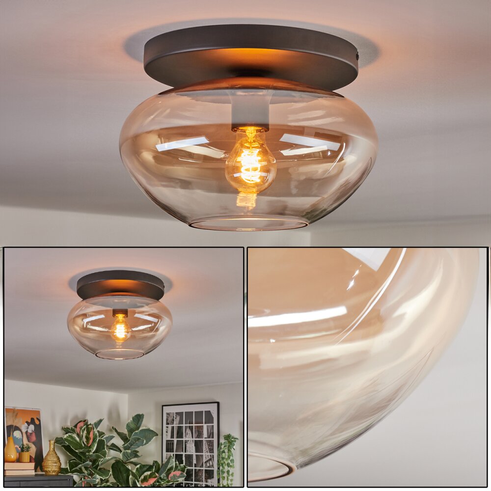 Mertola Deckenleuchte Glas 30 cm Bernsteinfarben, Klar, 1-flammig main product photo