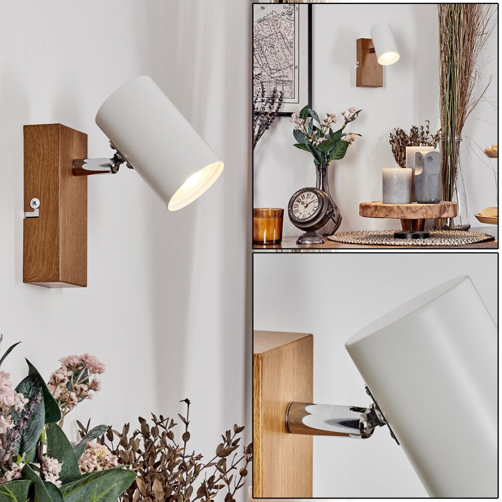 Gesteira Wandleuchte Chrom, Holzoptik, 1-flammig main product photo