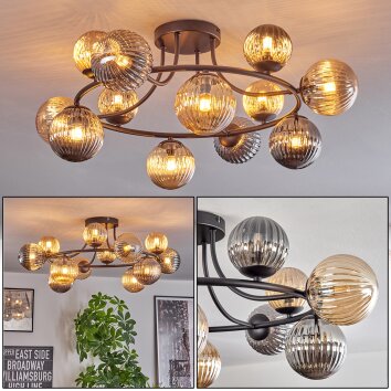 Chehalis Deckenleuchte Glas 10 cm, 12 cm Bernsteinfarben, Rauchfarben, 12-flammig Chehalis Deckenleuchte Glas 10 cm, 12 cm Bernsteinfarben, Rauchfarben, 12-flammig