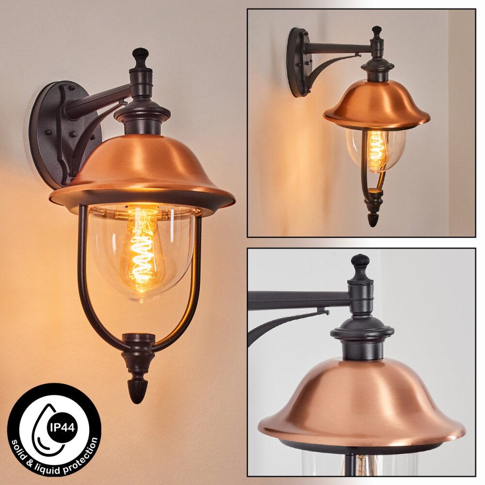 Gascon Außenwandleuchte Kupferfarben, Schwarz, 1-flammig main product photo