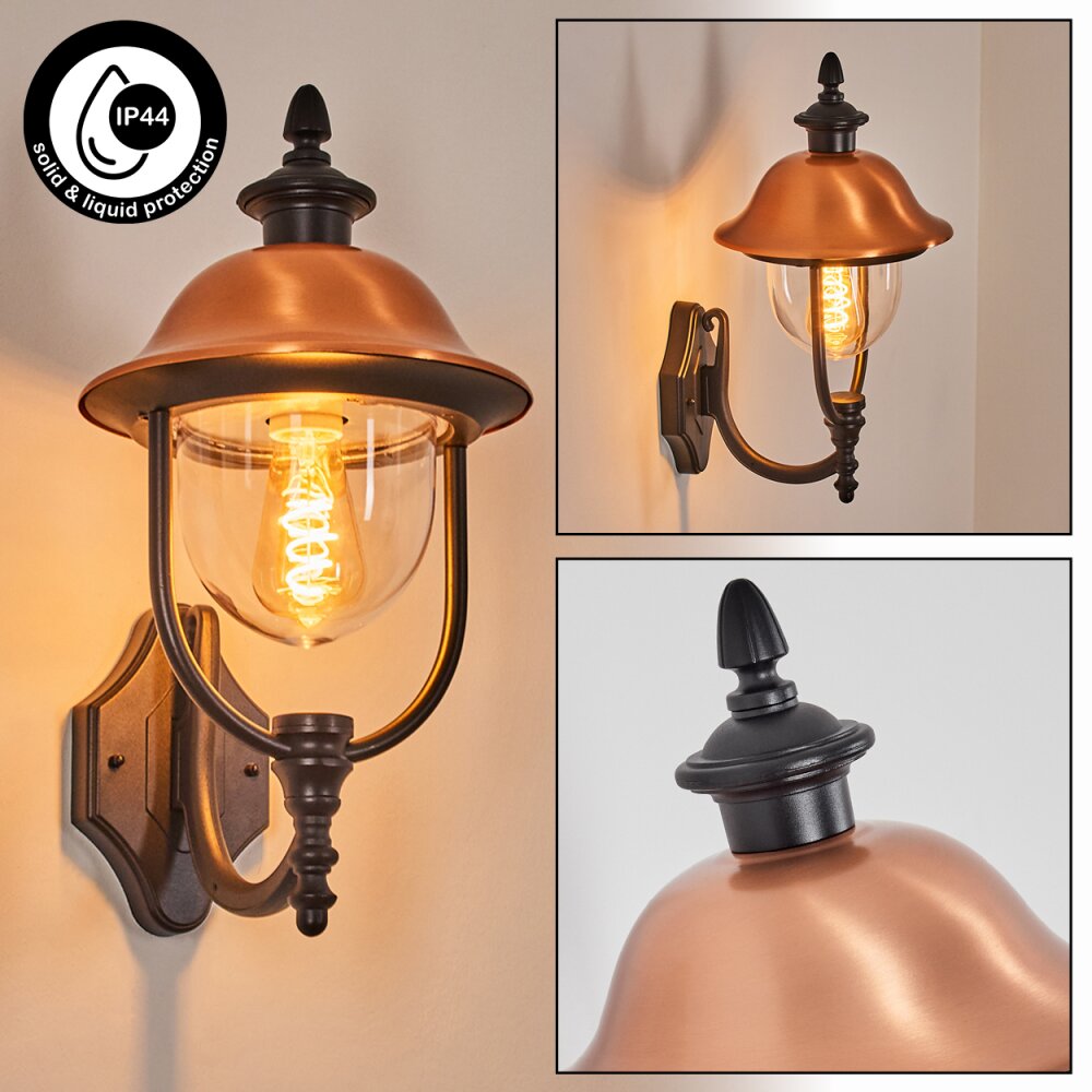 Gascon Außenwandleuchte Kupferfarben, Schwarz, 1-flammig main product photo