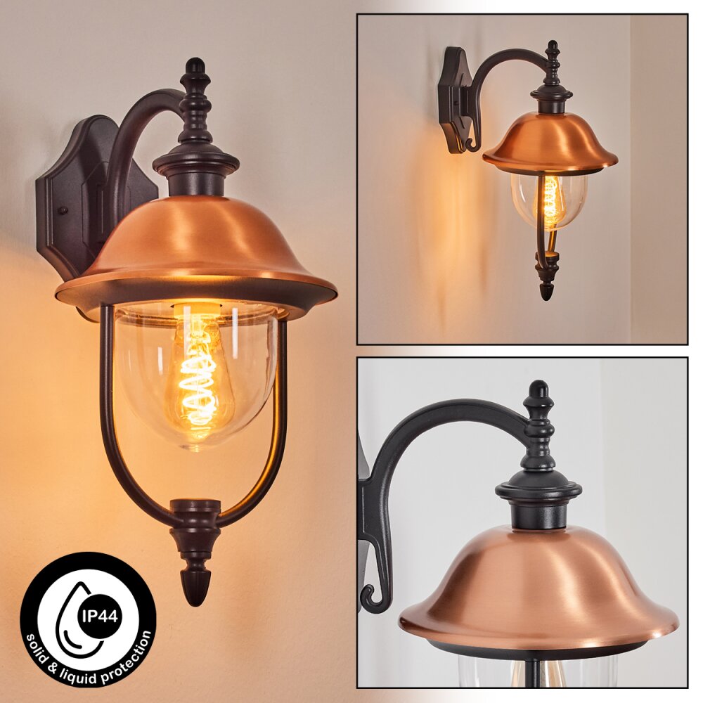 Gascon Außenwandleuchte Kupferfarben, Schwarz, 1-flammig main product photo