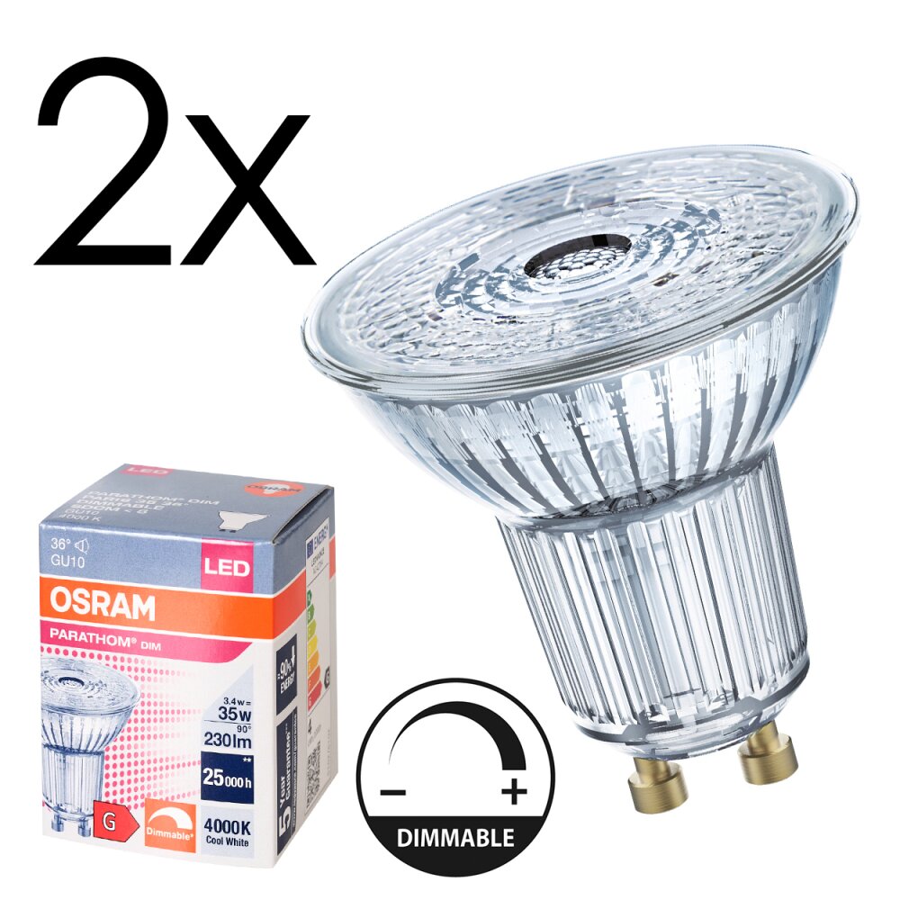 LED GU10 2er Set 3,4 Watt 4000 Kelvin 230 Lumen main product photo