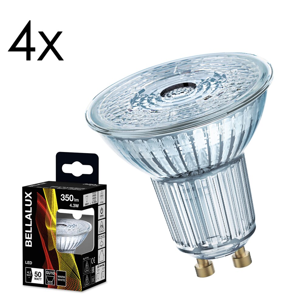 LED GU10 4er Set 4,3 Watt 2700 Kelvin 350 Lumen main product photo