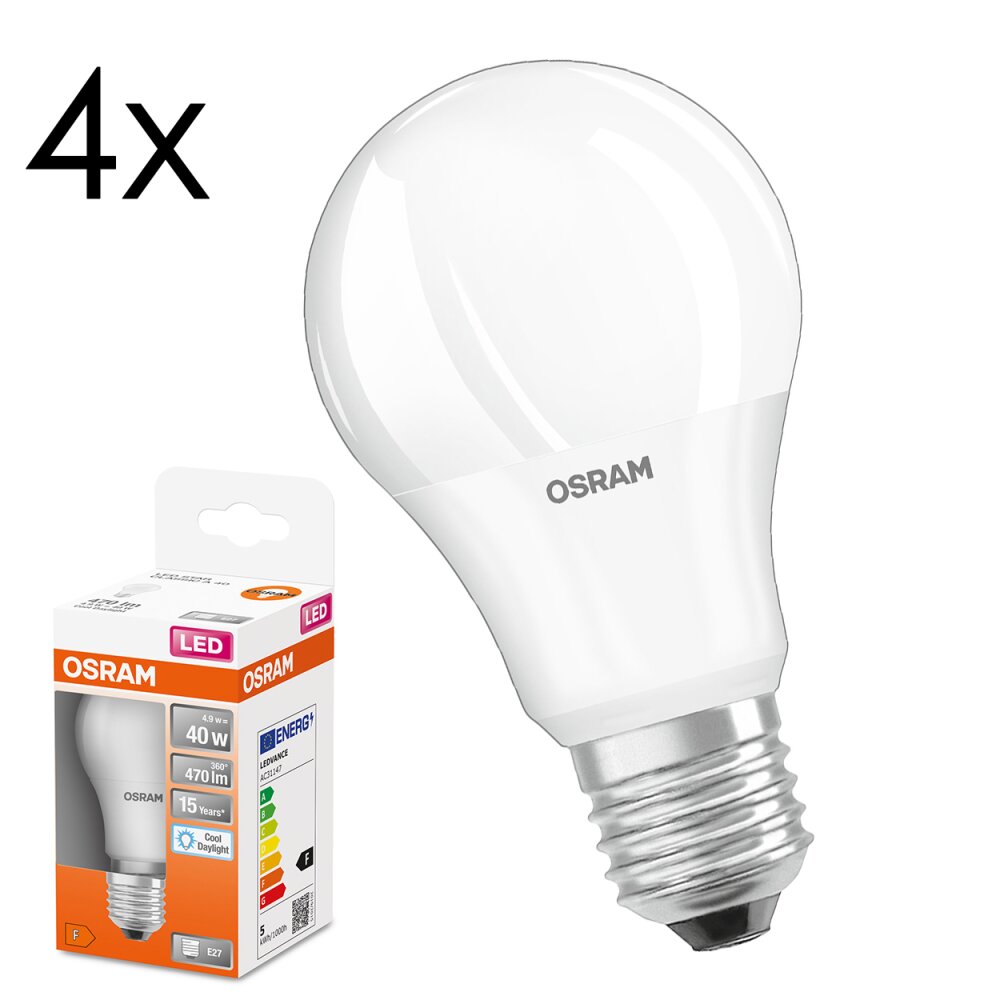 LED E27 4er Set 4,9 Watt 6500 Kelvin 470 Lumen main product photo