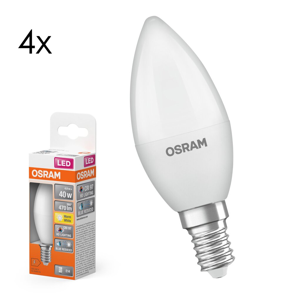 LED E14 4er Set 4,9 Watt 2700 Kelvin 470 Lumen main product photo