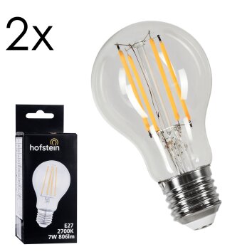 LED E27 2er Set 6,5 Watt 2700 Kelvin 800 Lumen Transparent, Klar LED E27 2er Set 6,5 Watt 2700 Kelvin 800 Lumen Transparent, Klar