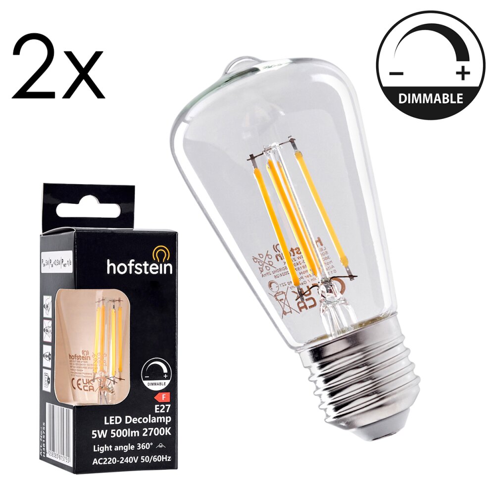 LED E27 2er Set 5 Watt 2700 Kelvin 500 Lumen main product photo