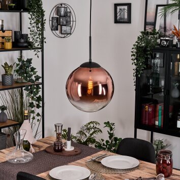 Gastor Hängeleuchte Glas 30 cm Klar, Kupferfarben, 1-flammig