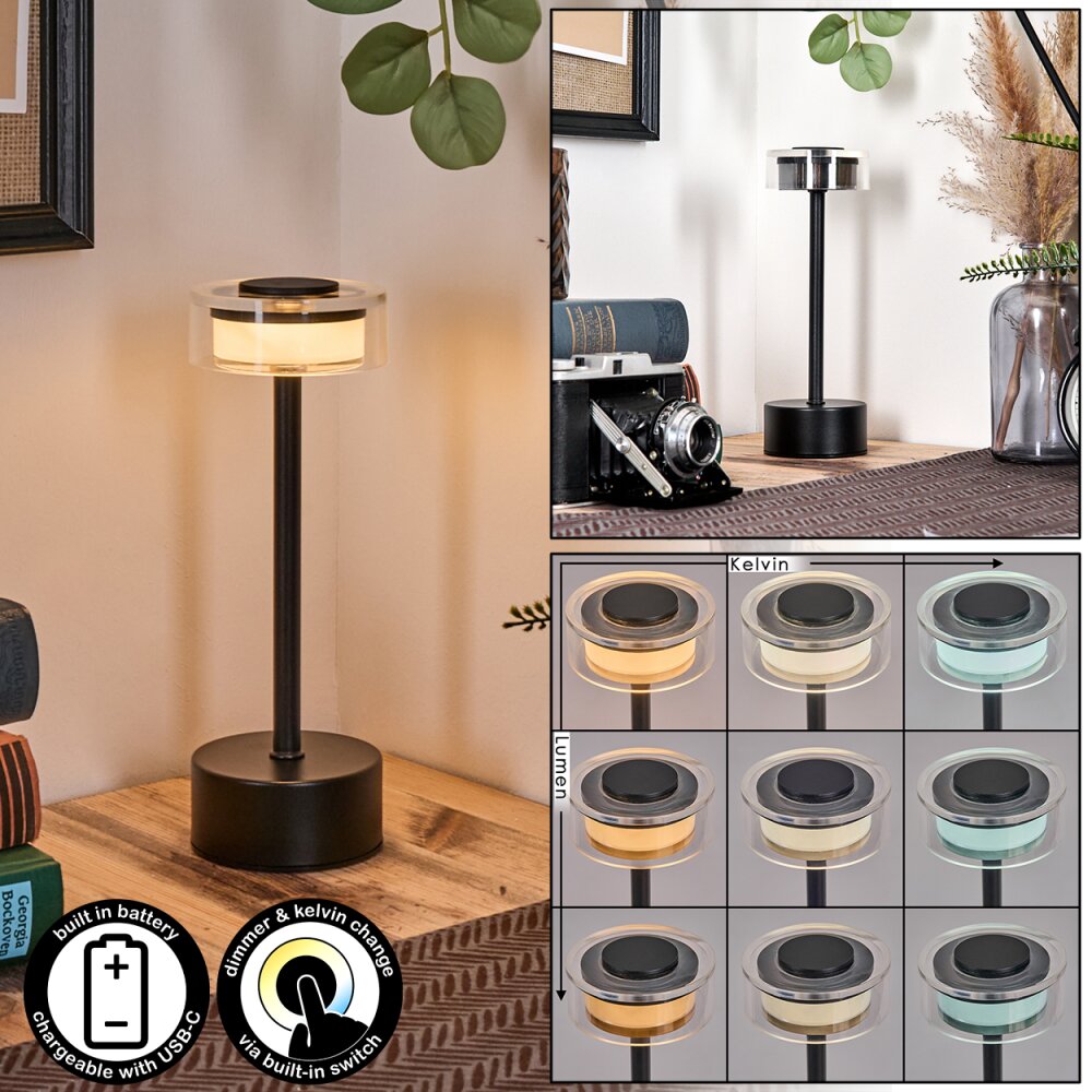 Viada Tischleuchte LED Schwarz, 1-flammig main product photo