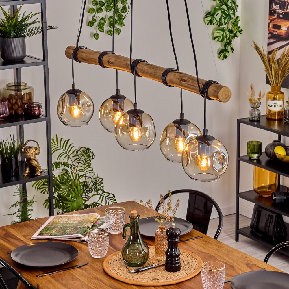 Ripoll Pendelleuchte Glas 15 cm Naturfarben, Schwarz, 5-flammig main product photo