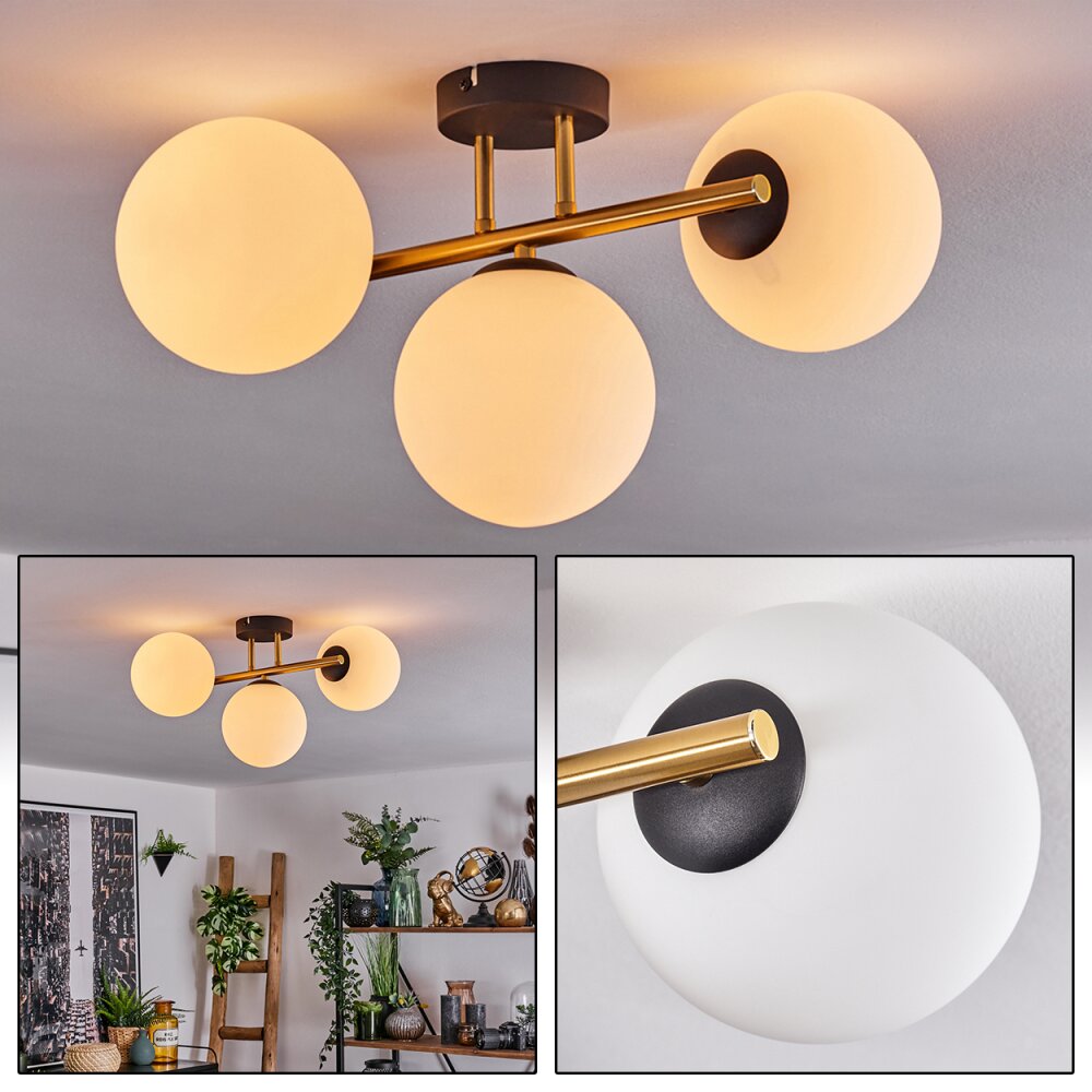 Gastor Deckenleuchte Glas 15 cm Gold, Schwarz, 3-flammig main product photo