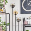 Koyoto Stehleuchte Glas 15 cm Holz dunkel, Schwarz, 3-flammig