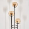 Koyoto Stehleuchte Glas 15 cm Holz hell, Schwarz, 3-flammig
