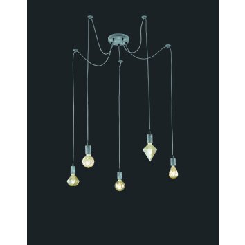Trio Leuchten Cord Pendelleuchte Grau, 5-flammig