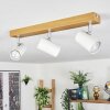 Gesteira Deckenleuchte Chrom, Holzoptik, 3-flammig