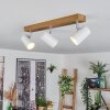 Gesteira Deckenleuchte Chrom, Holzoptik, 3-flammig