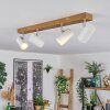Gesteira Deckenleuchte Chrom, Holzoptik, 4-flammig