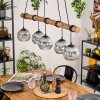 Ripoll Pendelleuchte Glas 15 cm Naturfarben, Schwarz, 5-flammig