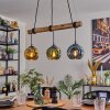 Ripoll Pendelleuchte Glas 15 cm Naturfarben, Schwarz, 3-flammig