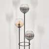 Koyoto Stehleuchte Glas 15 cm Holz hell, Schwarz, 3-flammig