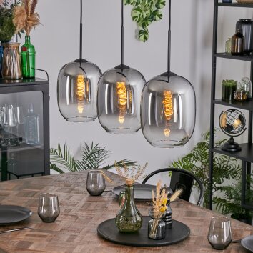 Apedo Hängeleuchte Glas 20 cm Klar, Rauchfarben, 3-flammig