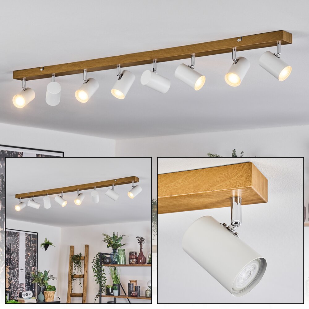 Gesteira Deckenleuchte Chrom, Holzoptik, 8-flammig main product photo