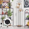 Kyoto Stehleuchte Glas 15 cm Holz hell, Schwarz, 3-flammig