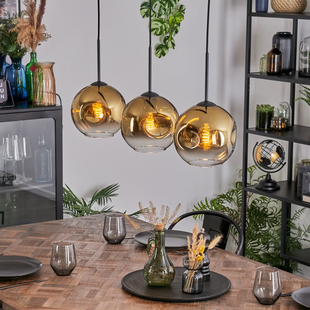 Ripoll Hängeleuchte Glas 20 cm Gold, Klar, 3-flammig main product photo