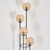 Koyoto Stehleuchte Glas 15 cm Holz dunkel, Schwarz, 4-flammig