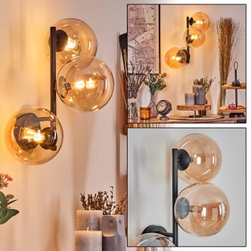 Chehalis Wandleuchte Glas 15 cm Bernsteinfarben, 3-flammig