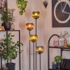 Koyoto Stehleuchte Glas 15 cm Holz dunkel, Schwarz, 4-flammig