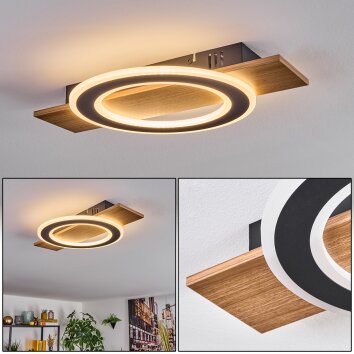 Besperia Deckenleuchte LED Holzoptik, Schwarz, 1-flammig
