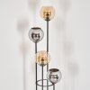 Koyoto Stehleuchte Glas 15 cm Holz dunkel, Schwarz, 4-flammig