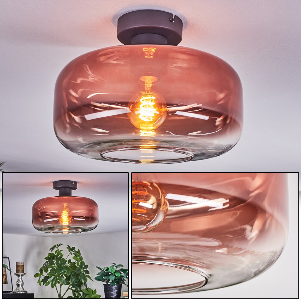 Boza Deckenleuchte Glas 28 cm Klar, Kupferfarben, 1-flammig main product photo