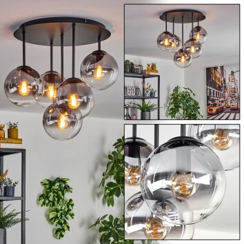 Gastor Deckenleuchte Glas 15 cm Klar, Rauchfarben, 5-flammig