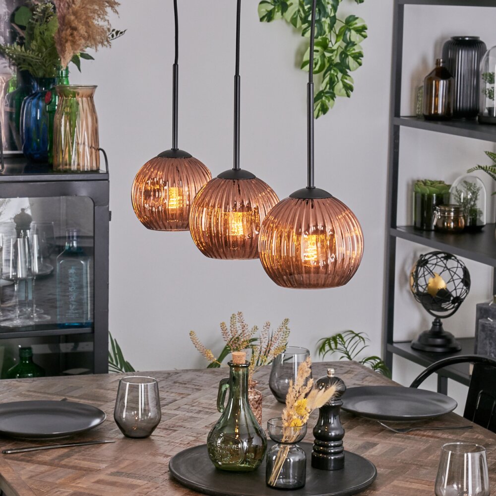 Ripoll Hängeleuchte Glas 15 cm Kupferfarben, 3-flammig main product photo